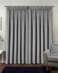 Oxford Velvet Curtain Grey - Enhanced Living - Size: 117 x 183cm - thumbnail 4