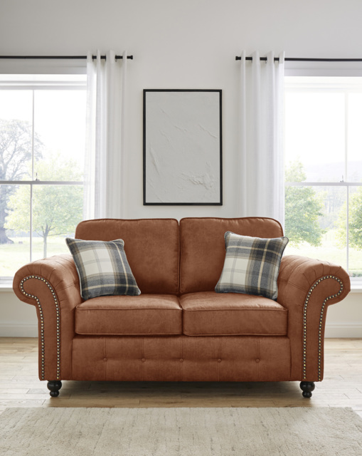 Oakland Faux Leather 2 Seater Sofa Brown - image 1