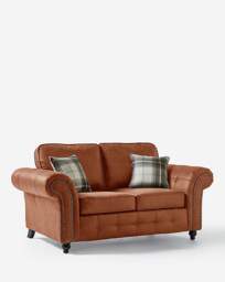 Oakland Faux Leather 2 Seater Sofa Brown - thumbnail 2