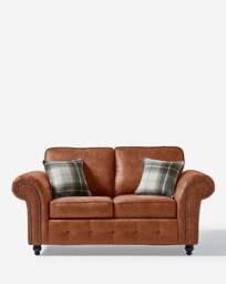 Oakland Faux Leather 2 Seater Sofa Brown - thumbnail 4
