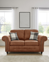 Oakland Faux Leather 2 Seater Sofa Brown - thumbnail 1