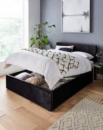 Hayden Velvet Ottoman Bed Frame Black - Essential Collection - Size: DOUBLE - thumbnail 3