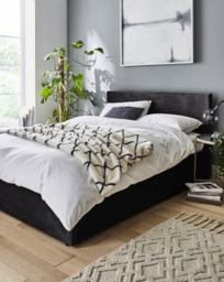 Hayden Velvet Ottoman Bed Frame Black - Essential Collection - Size: DOUBLE
