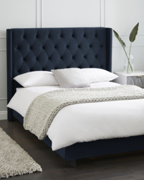 Allegra Velvet Bed with 3 Layer Mattress Midnight - Size: KINGSIZE - thumbnail 1