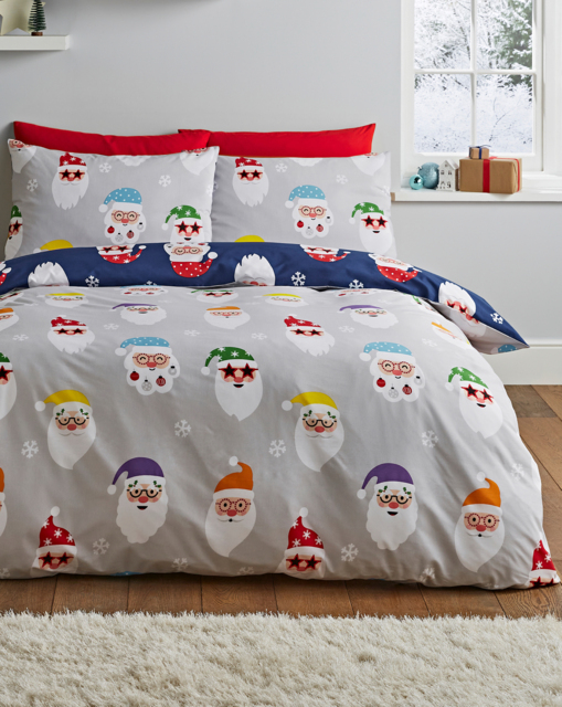 CL Xmas Santa Spec-Tacular Duvet Set Grey - Catherine Lansfield - Size: DOUBLE - image 1