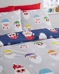CL Xmas Santa Spec-Tacular Duvet Set Grey - Catherine Lansfield - Size: DOUBLE - thumbnail 2