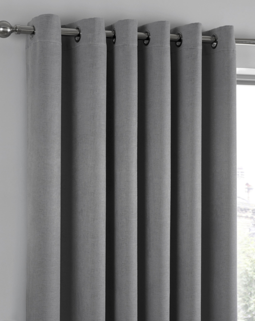 Fusion Strata Eyelet Curtains Silver - Fusion - Size: 228 x 183cm - image 1