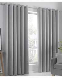 Fusion Strata Eyelet Curtains Silver - Fusion - Size: 228 x 183cm - thumbnail 2