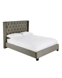 Allegra Velvet Bed with 3 Layer Mattress Pewter - Size: DOUBLE - thumbnail 4