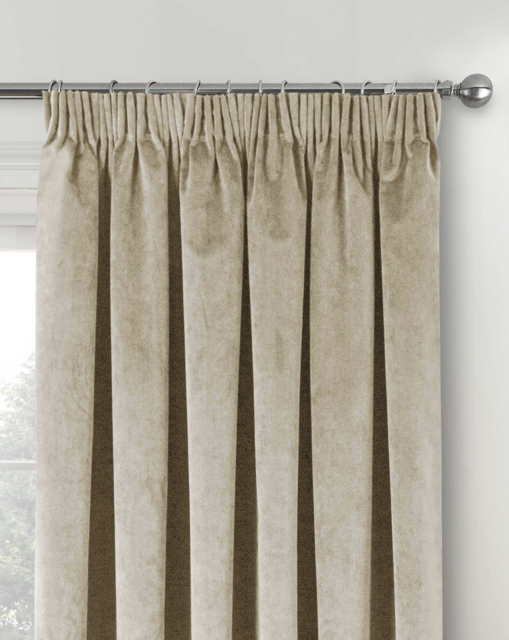 Oxford Velvet Curtain Cream - Enhanced Living - Size: 167 x 137cm - image 1