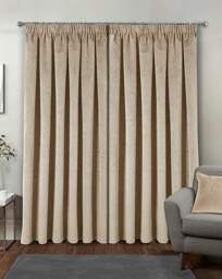 Oxford Velvet Curtain Cream - Enhanced Living - Size: 167 x 137cm - thumbnail 4