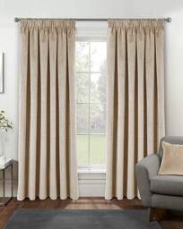 Oxford Velvet Curtain Cream - Enhanced Living - Size: 167 x 137cm - thumbnail 2