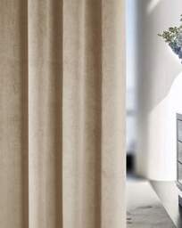 Oxford Velvet Curtain Cream - Enhanced Living - Size: 167 x 137cm - thumbnail 3