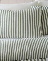 CL Brushed Stripe Duvet Cover Set GRN Green - Catherine Lansfield - Size: KING - thumbnail 4