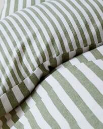CL Brushed Stripe Duvet Cover Set GRN Green - Catherine Lansfield - Size: KING - thumbnail 2