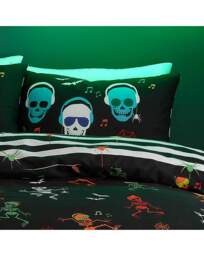 Kids Dancing Skeletons Duvet Set Black Black - Bedlam - Size: SINGLE - thumbnail 2