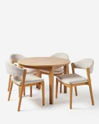 Caitlin Wooden Table with 4 Elva Chairs Light Oak/Natural - JD Williams - thumbnail 3