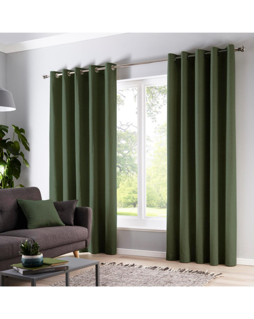 Cannes Eyelet Curtains Green - Fusion - Size: 168 x 137cm - image 1