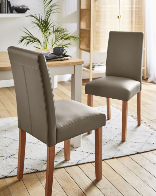 Ava Faux Leather Pair of Dining Chairs Grey/Natural - JD Williams - image 1