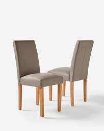 Ava Faux Leather Pair of Dining Chairs Grey/Natural - JD Williams - thumbnail 4