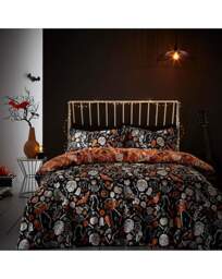 Kids Day of Dead Duvet Set Black/Orange Black/Orange - Bedlam - Size: SINGLE - thumbnail 2