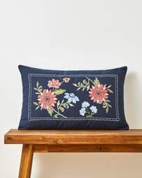 Astrid Vintage Embroidered Cushion Navy - JD Williams - Size: 30X50 - thumbnail 1