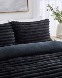 Oakley Fleece Duvet Cover Set Black - JD Williams - Size: KING - thumbnail 2