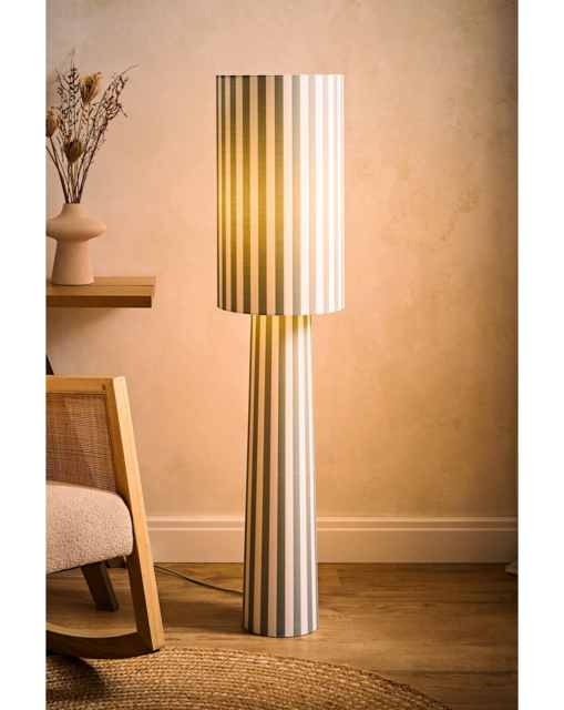 Thorley Stripe Midi Floor Lamp Green - ValueLights - image 1