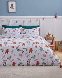 CL Christmas Gingerbread Duvet Set Blue - Catherine Lansfield - Size: KING - thumbnail 5