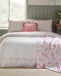 Catherine Lansfield Bow Duvet Set White/Pink - Catherine Lansfield - Size: SINGLE - thumbnail 1