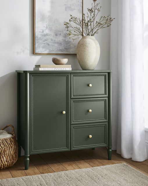 Darcy Bobbin Trim Small Sideboard Green - Julipa - image 1