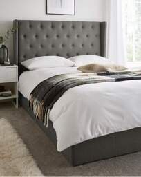 Allegra Fabric Bed with 3 Layer Mattress Charcoal - Size: DOUBLE - thumbnail 1