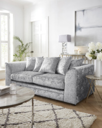 Chicago Crushed Velvet 3 Seater Sofa Silver