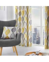 Fusion Lennox Eyelet Curtains Ochre - Fusion - Size: 117 x 137cm - thumbnail 3
