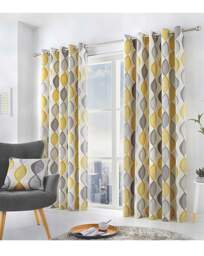 Fusion Lennox Eyelet Curtains Ochre - Fusion - Size: 117 x 137cm - thumbnail 2