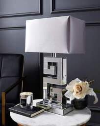 Joanna Hope Greek Key Mirrored Lamp Silver - Joanna Hope - thumbnail 3