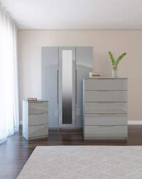 Sorrento Gloss Assembled 2 Door Wardrobe Grey - One Call - thumbnail 2