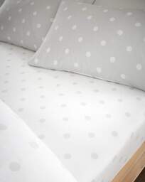 CL Brushed Polka Dot Fitted Sheet GRY Grey - Catherine Lansfield - Size: SINGLE - thumbnail 2