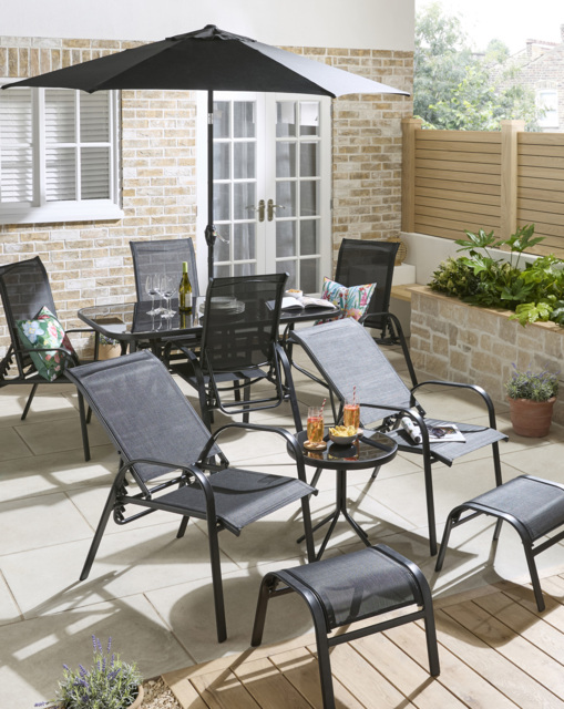 Malaga 11 Piece Dining & Lounge Set Black - JD Williams - image 1