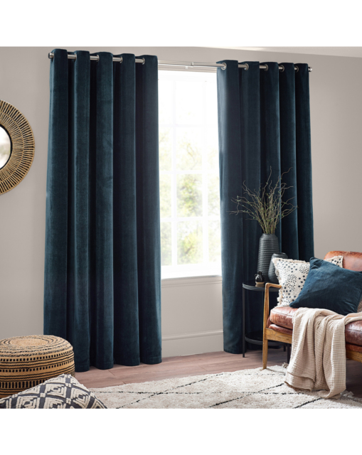 Yard Heavy Chenille Eyelet Curtains Navy - Yard - Size: 117 x 183cm - image 1
