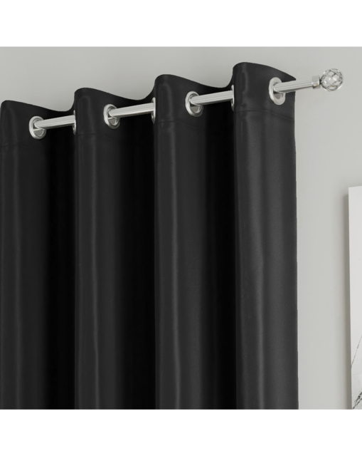 Supersoft Eyelet Curtains Black - Enhanced Living - Size: 117 x 183cm - image 1