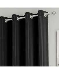 Supersoft Eyelet Curtains Black - Enhanced Living - Size: 117 x 183cm - thumbnail 2