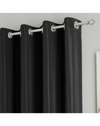 Supersoft Eyelet Curtains Black - Enhanced Living - Size: 117 x 183cm - thumbnail 1