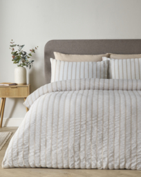 Catherine Lansfield Seersucker Duvet Set Natural - Catherine Lansfield - Size: SINGLE - thumbnail 1