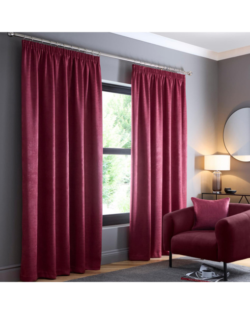 Galaxy Pencil Pleat Curtains Wine - Fusion - Size: 117 x 137cm - image 1