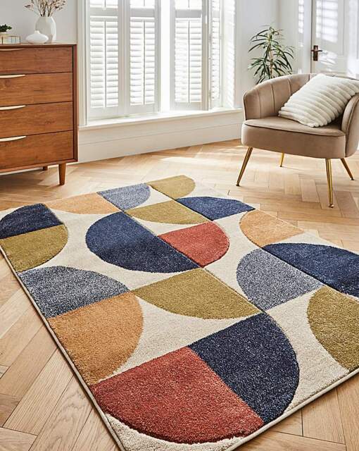 Sara Carved Multicoloured Geo Rug Multi - Homemaker - Size: 120X170 - image 1