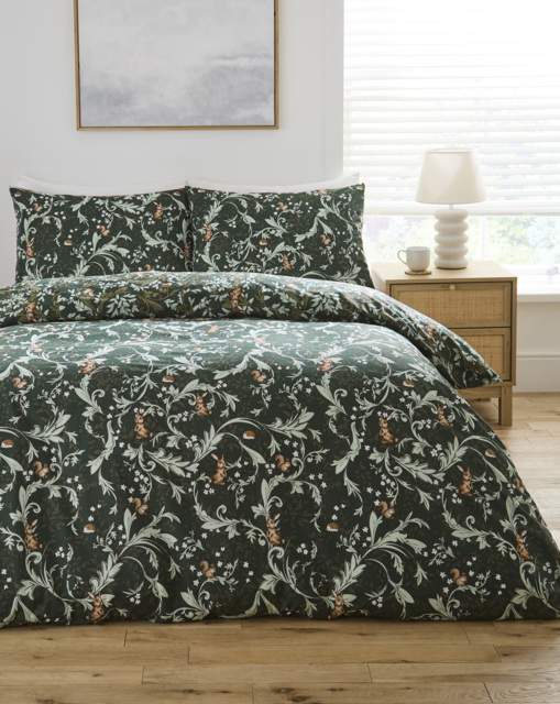 Forest Leaf Scroll Cotton Duvet Cover Green - JD Williams - Size: SINGLE - image 1