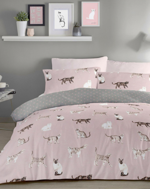 Fusion Cats Duvet Cover Set Blush - Fusion - Size: KING - image 1