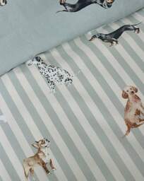 CL Dog Stripe Duvet Cover Set Green - Catherine Lansfield - Size: KING - thumbnail 4