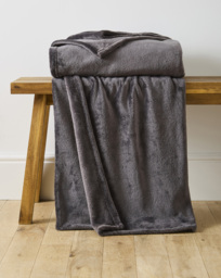 Plush Fleece Throw Charcoal - JD Williams - Size: 150X200
